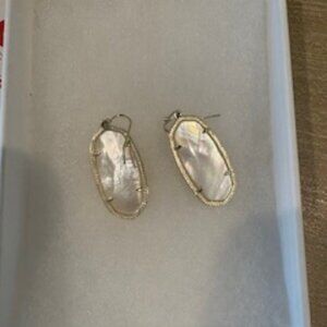 Kendra Scott Dani Mother of Pearl White Gold Tone Dangle Drop Earrings